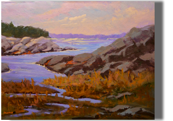 Summertime Blues
18x24 - $375 - Gallery
Maine's coast, late afternoon