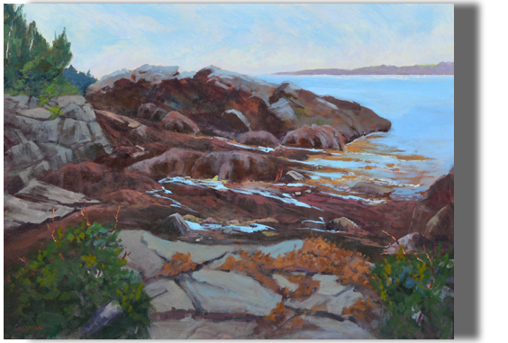Facing Rock Bottom
30x40 - $1,500 - Gallery
Viewing low tide at Ocean Point